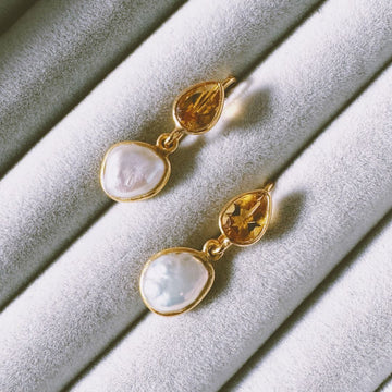 Citrine and pearl earrings